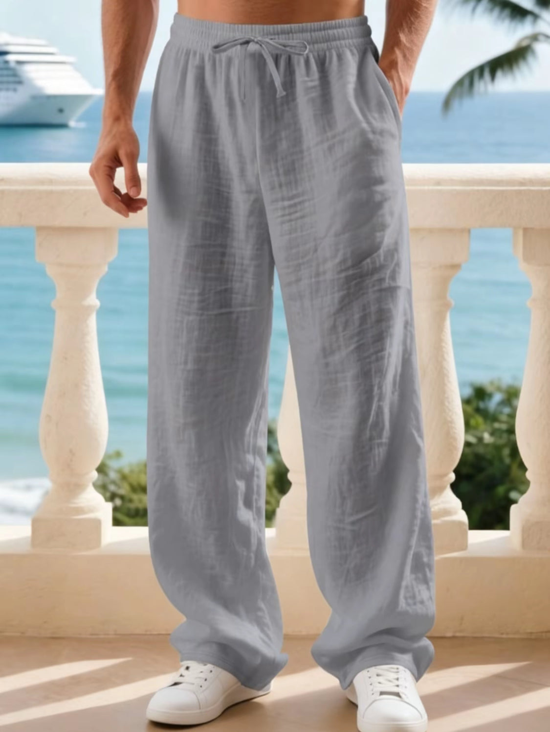VORTEXA™ Men’s Linen Straight-Leg Pants – Lightweight, Breathable Casual Trousers