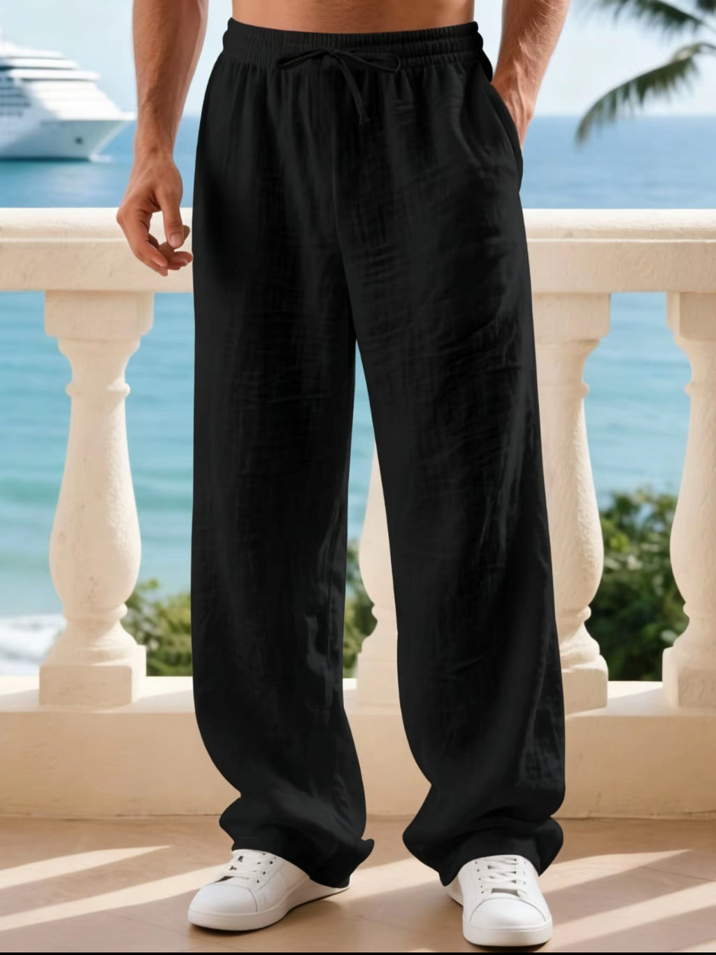 VORTEXA™ Men’s Linen Straight-Leg Pants – Lightweight, Breathable Casual Trousers