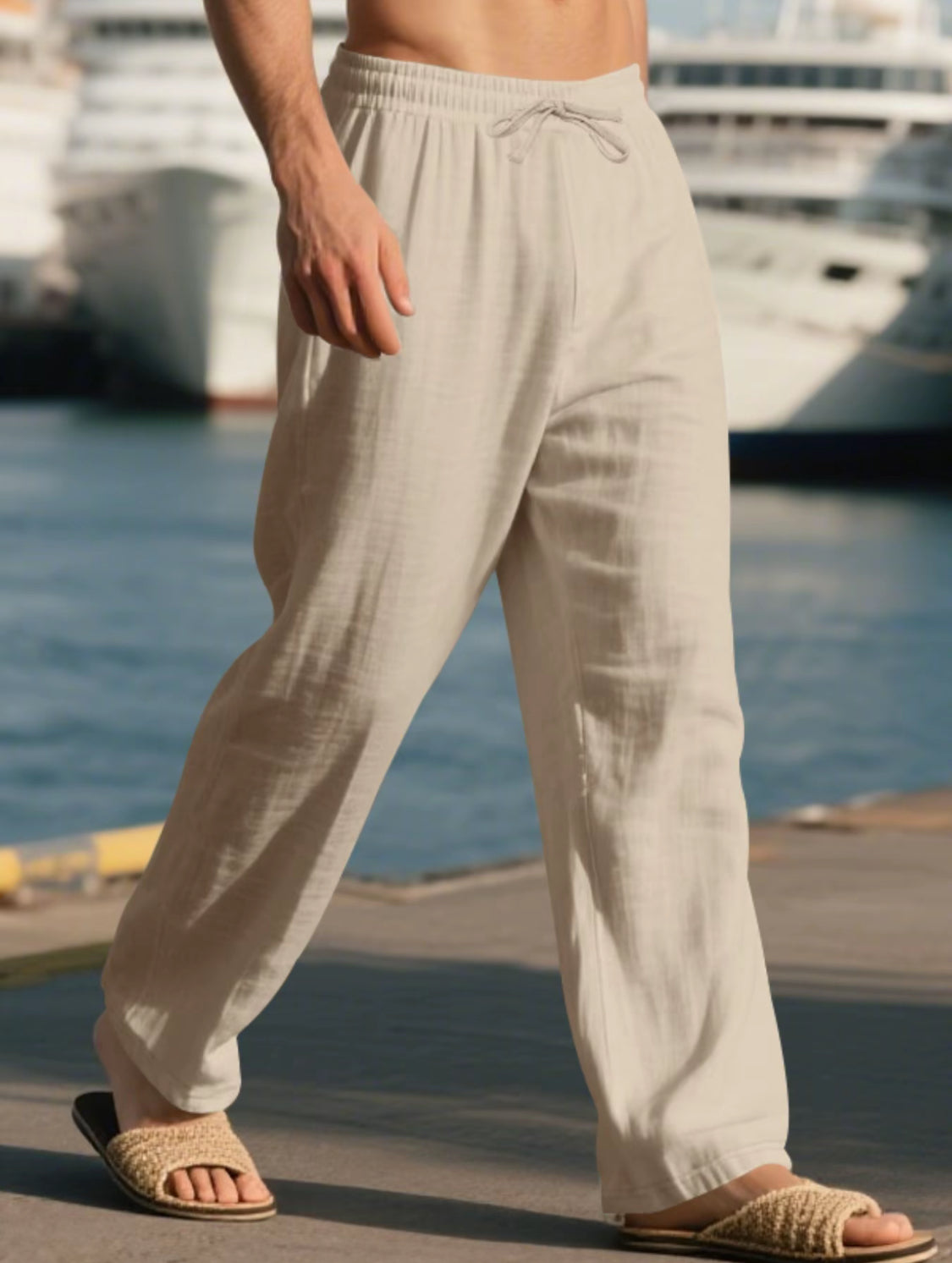 VORTEXA™ Men’s Linen Straight-Leg Pants – Lightweight, Breathable Casual Trousers