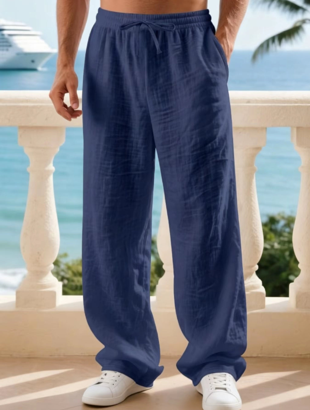 VORTEXA™ Men’s Linen Straight-Leg Pants – Lightweight, Breathable Casual Trousers