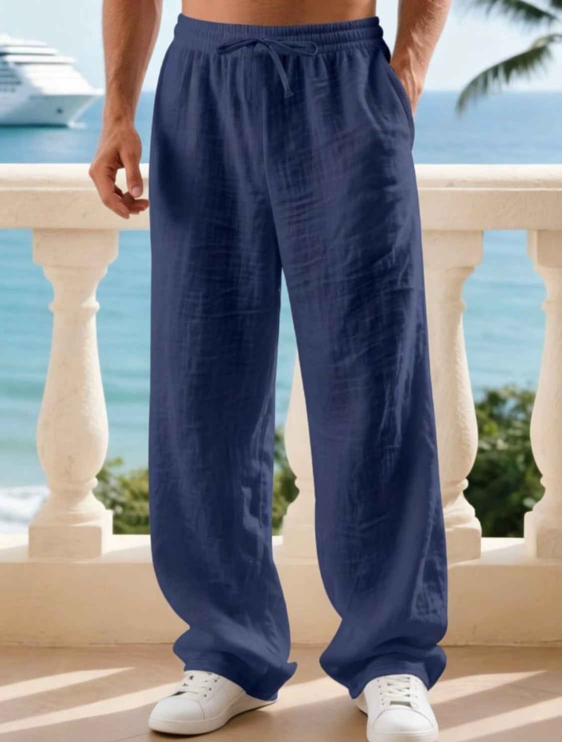VORTEXA™ Men’s Linen Straight-Leg Pants – Lightweight, Breathable Casual Trousers